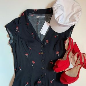 Reformation Cherry Print Button Down Dress